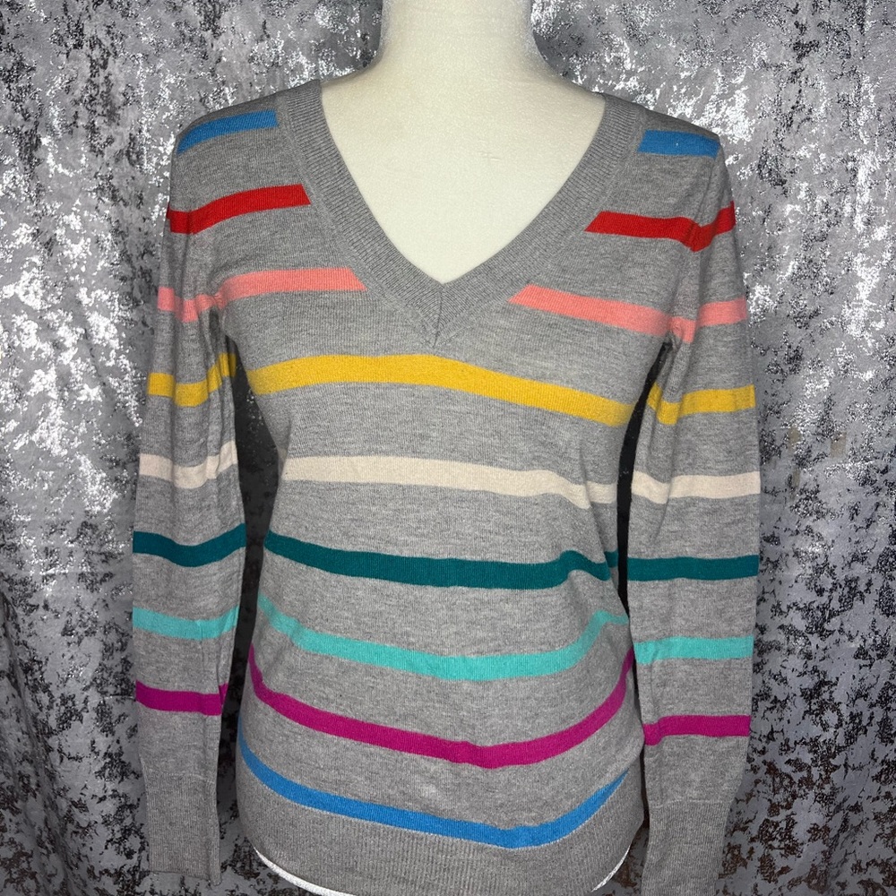 Gray Multicolored Striped sweater